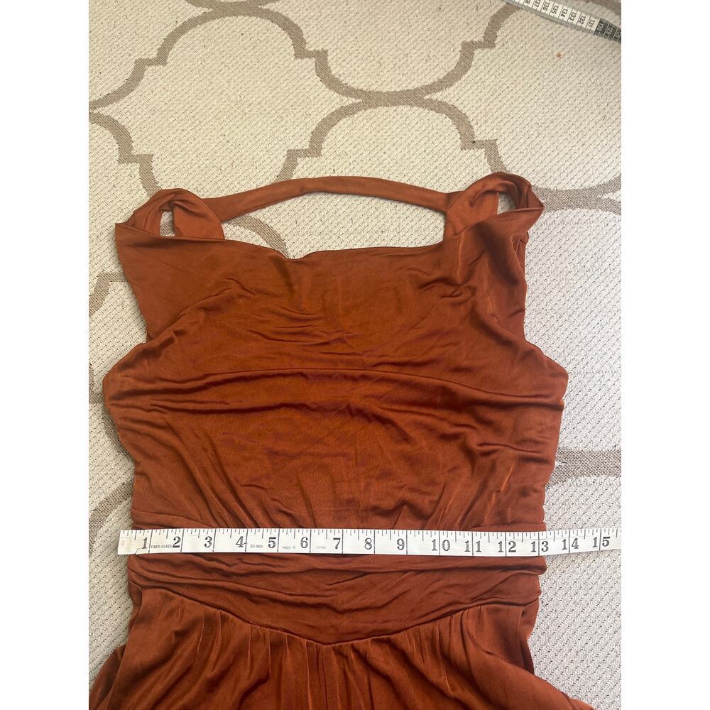 Maeve Anthropologie Enchantment Cooper Rust Orange Cowneck Jumpsuit, size XS - Picture 14 of 16
